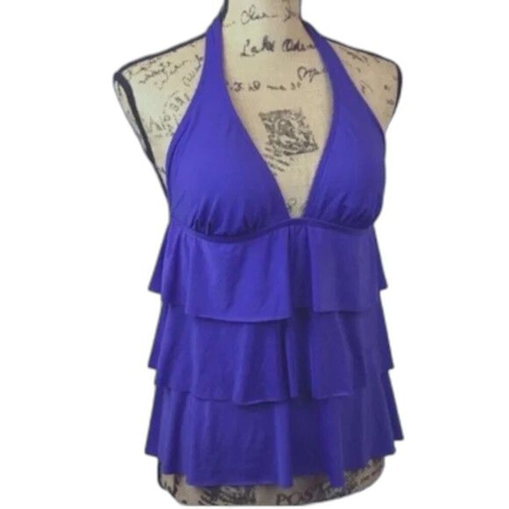 Kenneth Cole: Women’s Tiered Tankini Swim Top - Cobalt Blue, Size Small